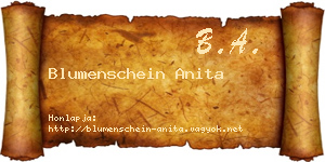 Blumenschein Anita névjegykártya